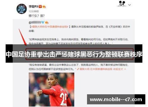 中国足协重拳出击严惩赌球黑恶行为整顿联赛秩序